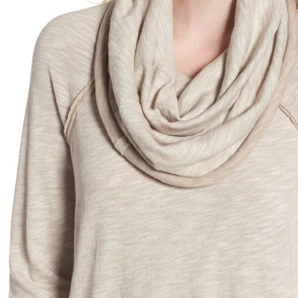 Free People Beach Beige Cocoon Cowl Neck Knit Sweater Tunic - Picture 6 of 15